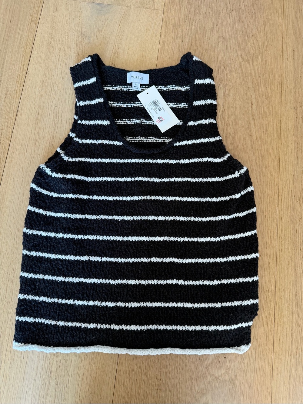 Evereve Black & White Striped Knit Sweater Tank